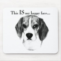 Beagle Happy Face Mouse Mats