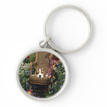 Beagle In Garden Chair Keychain