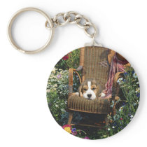 Beagle In Garden Chair Keychain