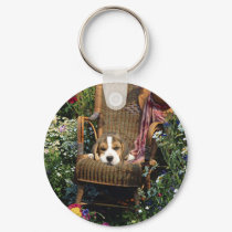 Beagle In Garden Chair Keychain