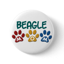 BEAGLE MOM Paw Print Button
