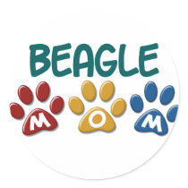 BEAGLE MOM Paw Print Sticker