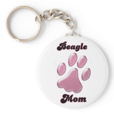 Beagle Mom Pink Pawprint Keychain by GreyWolfCreation