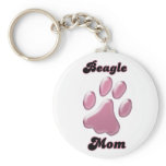 Beagle Mom Pink Pawprint Keychain