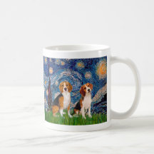 Beagle Pair - Starry Night Coffee Mugs