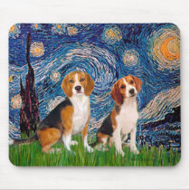 Beagle Pair - Starry Night - Customized Mouse Pad