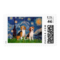 Beagle Pair - Starry Night Postage