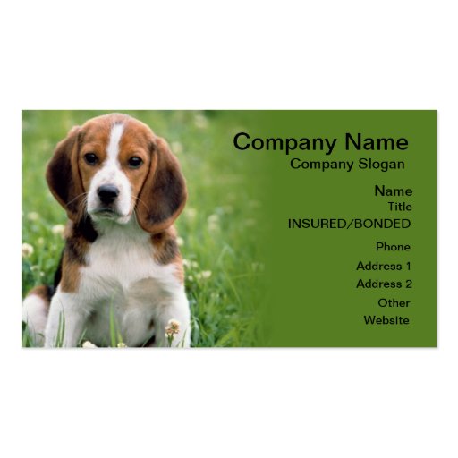 Beagle Pet Sitting Business Card (front side)