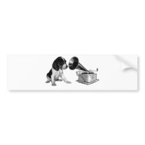 Beagle Pup with Gramophone Bumper Sticker