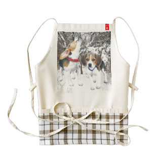 Beagle Puppies in the Snowy Woods Zazzle HEART Apron