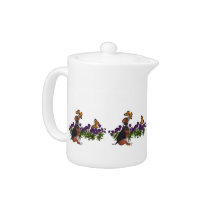 Beagle Puppy Butterflies Flowers Teapots