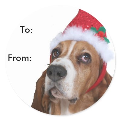 Beagle Puppy Gift Tags Round Stickers