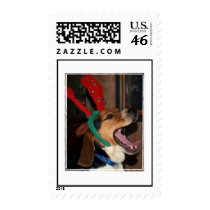 Beagle Reindeer-Christmas holiday postage stamp