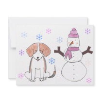Beagle & Snowman invitations