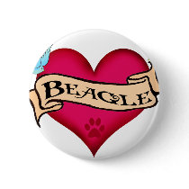 Beagle Tattoo Heart Pin