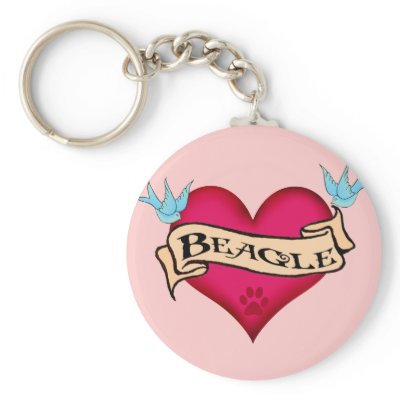 Beagle Tattoo Heart Keychain by dogsandhorses