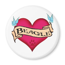 Beagle Tattoo Heart Magnets