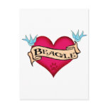 Beagle Tattoo Heart Post Card