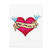 Beagle Tattoo Heart Post Card