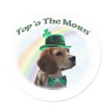 Beagle Top of the Morn Round Stickers