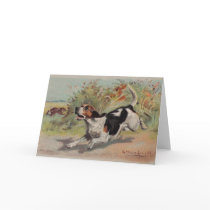 Beagle (vintage painting on canvas) Notecard by Classic_Cat Beagle (vintage painting on canvas) Notecard