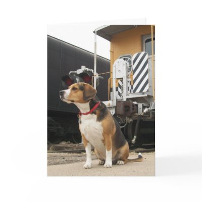 Beagle Welcome Home Greeting Card - Train Depot by Rarities_by_robert