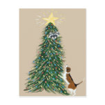 Beagle With Treed Raccoon Post Card