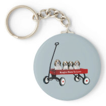 Beagles In Wagon Keychain