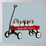 Beagles In Wagon Print