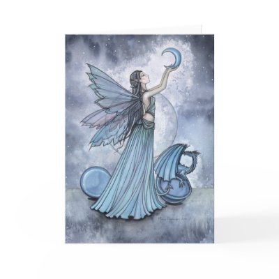 Beaituful Blue Fairy Dragon Card by Molly Harrison