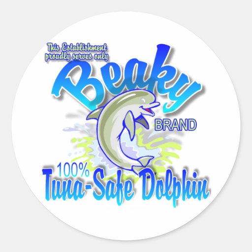 Beaky Brand TunaSafe Dolphin Classic Round Sticker Zazzle