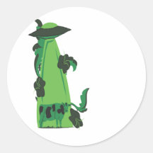 beaming up cow green round stickers
