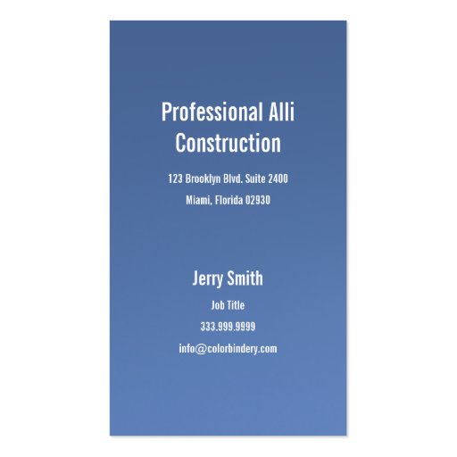 Beams Contractor Business Card (back side)