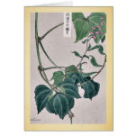 Bean plant showing vine and blossoms by Matsuwo Greeting Card