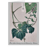 Bean plant showing vine and blossoms by Matsuwo Greeting Card