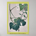 Bean plant showing vine and blossoms by Matsuwo Poster