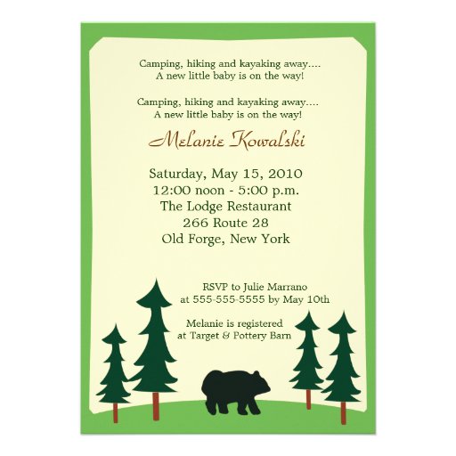 Bear Adirondack Lodge 5x7 Baby Shower Invitation