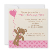 Bear and Balloons Valentine's Day Invitation invitation