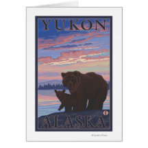 Bear and Cub - Yukon, Alaska Greeting Card
