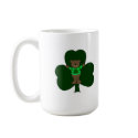 Bear and Shamrock on white mugs