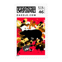 Bear art postage stamp
