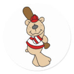 Bear Baseball Round Stickers