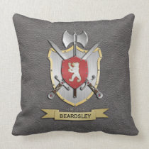 Bear Battle Crest Grey Throw Pillows
