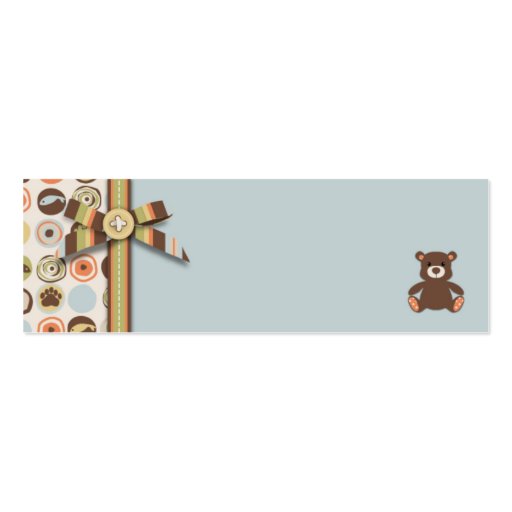 Bear Bear Boy Skinny Gift Tag Business Card Template (front side)