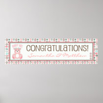 Bear Bear Girl Baby Shower Banner Print