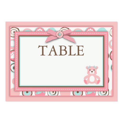 Bear Bear Girl Table Card Flat Mini Business Card Templates (front side)