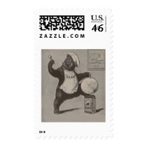 Bear Beating Gong postage by pinkalmond Bear Beating Gong postage