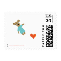 Bear blue heart yellow polka dots Postage postage by Rupydetequila Bear blue heart yellow polka dots Postage postage