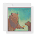 Bear buffalo bird attourney - unique original art invitation