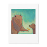 Bear buffalo bird attourney - unique original art postcards